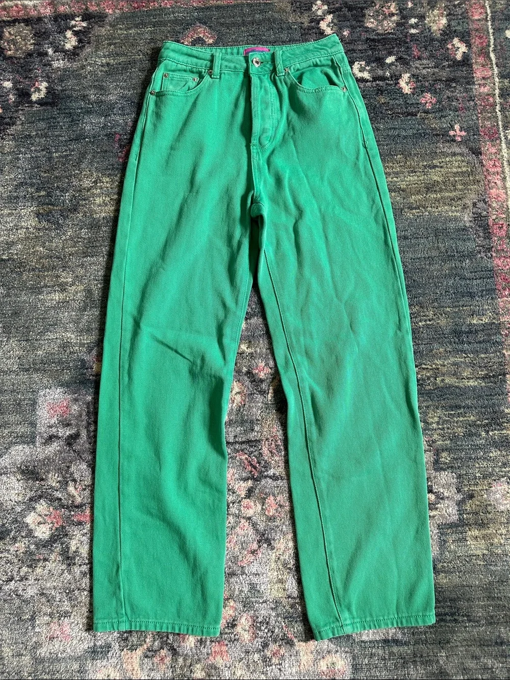 Edikted Retro High-Rise Straight Jeans in Bright Green Women’s Size 2 Like New